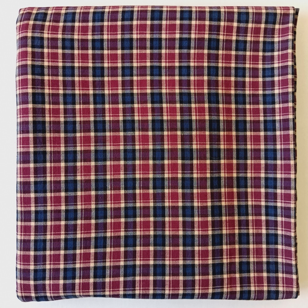 Navy Blue And Wine Plaid Woven Cotton Fabric 4-1/2 yd x 44″