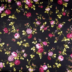 Classic Ruby Red Rose Floral Print Poly Cotton Fabric Victorian 58″ By The Yard