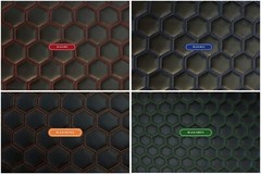 Hexagon Quilted Vinyl Grain Faux Leather Car Upholstery Fabric | 2″-5cm Stitched