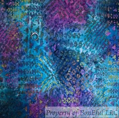 BonEFul Cotton Quilt Aqua Teal Blue Water Wave Pool Texture Blender Batik SCRAP