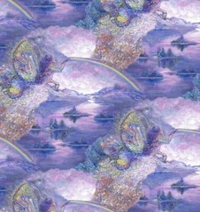 Astral Voyage By 3 Wishes Fantasy Rainbow Fairies Cotton Fabric by The Yard