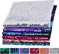 12 Pcs A4 Reversible Glitter Sequin Fabric Sheets, One-Side Flip Sequin Craft Fa
