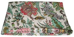 Indian 5 Yard Fabric Cotton Dress Material Sanganeri Floral Print Hand Block