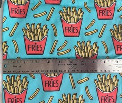 COTTON Lot of Spoonflower fabric remnants FOOD motif donut, sushi, hotdog +