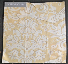 SCHUMACHER Aldwyn Damask in Buttercup 16 1/2 x 16 3/4″ Linen Blend Fabric Sample