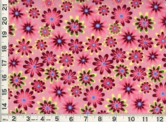 Red Dark Pink & Yellow Flowers on Pink Quilting & Sewing Fabric by Yard #324