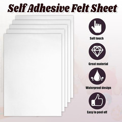 6 Pcs Self Adhesive Felt Sheets, White Felt Sheet with Adhesive Backing, 8 X 12
