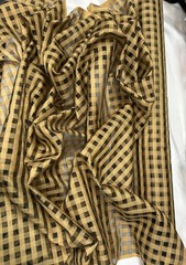 Gold/Black Window Pane Checks on 100% Silk Organza, 44″ Wide, By Yard (TS-7535)