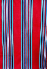 Red Blue Aqua White Black Striped Thick Cotton Fabric 2+ Yards x 36″ Wide