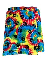 Tie-dye Swirl Rainbow Dog Print Fleece Fabric Lot 64”x58” Vibrant Warm One Piece