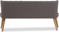 Stylish Grey Fabric & Natural Wood 3-Seater Settee Bench