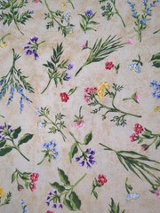 Lot of Fabric, butterfly garden by Rebecca Carter, flowers, creams/whites, 13oz