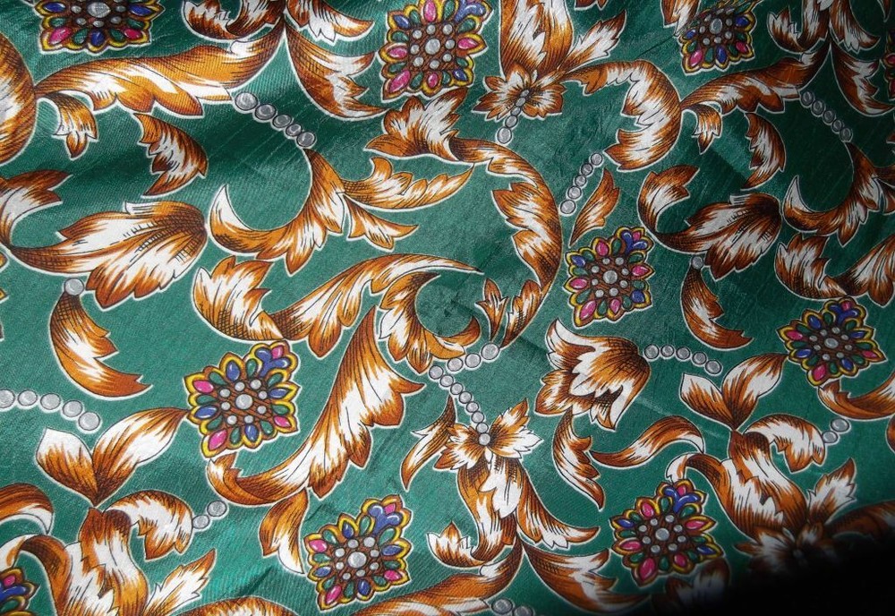 EMERALD GREEN BAROQUE POLYESTER FABRIC, SOFT HABITAT, 108 cm width , AUSTRALIAN