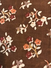 2 Pieces Fabric Brown Floral Cotton Remnants 2+ Yards X 76″ Wd