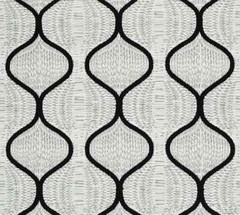 P Kaufmann GRADIENT DOMINO Black White Emb Geometric Scroll Drapery Uph Fabric