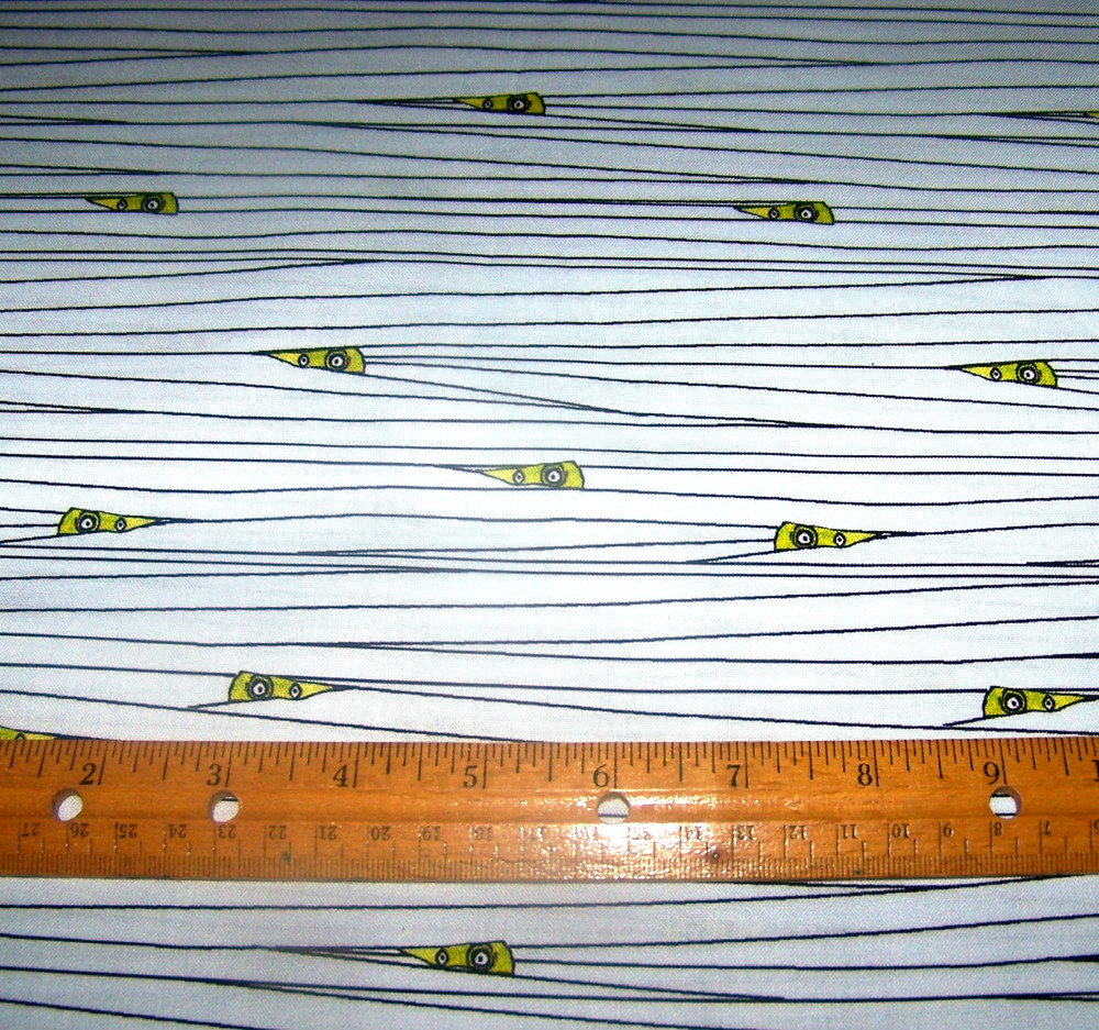 1 yd of 3 Wishes GREEN MUMMY EYES on Black & White 100% Cotton Fabric HALLOWEEN