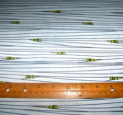1 yd of 3 Wishes GREEN MUMMY EYES on Black & White 100% Cotton Fabric HALLOWEEN