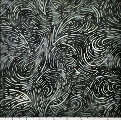 1 Yard Cut of Lunn Fabric Paisley Texture Batik 100% Cotton 3404 Jet Black Grey