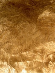 Golden Brown Faux Fur Fabric Remnant Uneven Cut Shaggy Long Pile 65″x55″