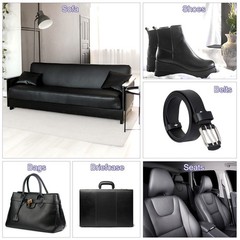 PU Faux Leather Fabric 0.4 Yards Synthetic Leather Material Black
