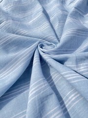 Cotton Light Weight Softened Blue Yarn Dyed Fabric With Pin Stripes By 2 Yards.