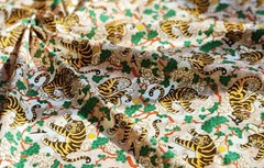 Korean Traditional Magpie & Tiger Beige Patterned Fabric made in Korea BTHY