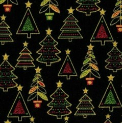 Tina Scrap 7″x21″ Christmas Trees Mini Metallic gold Glitter Swirl Cotton Fabric