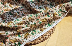 Korean Traditional Magpie & Tiger Beige Patterned Fabric made in Korea BTHY