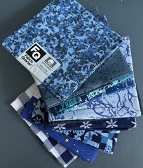 10 Assorted Cotton Fabric Fat Quarters Bundle Quilting Craft Sewing Blue Prints