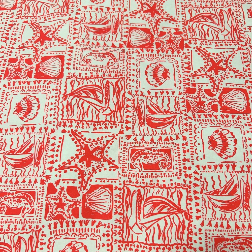 Lilly Pulitzer Cotton Poplin Fabric Mizner Red Seaside Harbour 36″ X 57″