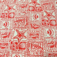 Lilly Pulitzer Cotton Poplin Fabric Mizner Red Seaside Harbour 36″ X 57″