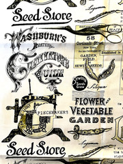 J. Wecker Frisch Tidings of Great Joy -Sewing, Seeds, Birdcages by Half Yard