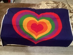 Vintage Love Rainbow Heart Fabric Panel Vintage 1977 Tampella, Sydan