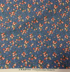 Vtg Allover Floral Print Fabric With Birds Cranston VIP Print Pink Tan Blue BTY