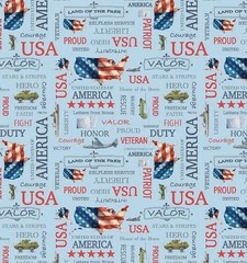 Riley Blake – Patriotic Letters From Home Text – Blue Quilting & Crafting Fabric