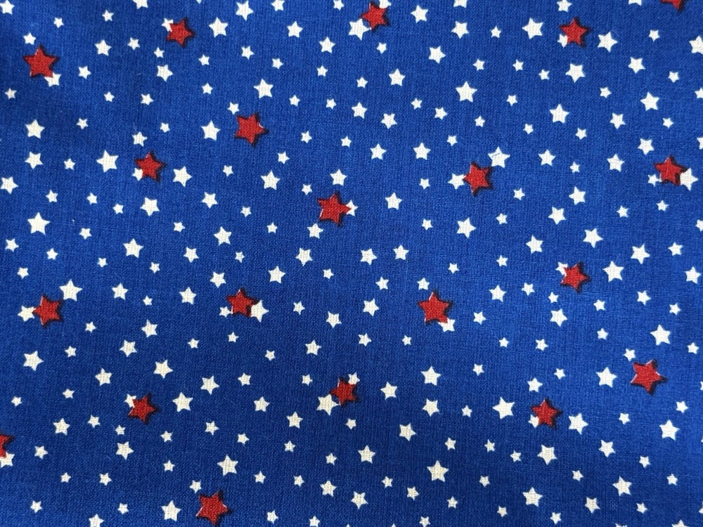 VTG Red, White and Blue Stars Quilting Fabric – BTQY: 9” x 44”