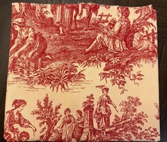 VTG Waverly Country Life Weekend Red Beige Toile Fabric 1 Yard 57 X 42 Pastoral