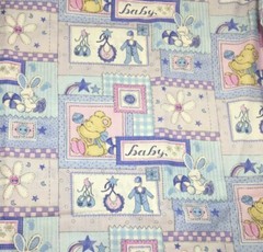 Baby Theme Blocks Pastel Blue Pink Yellow Directional 4Y Cotton Fabric