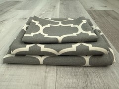 Gray White Upholstery Fabric Remnants Home Decor Geometric Shapes Sewing Project