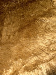 Golden Brown Faux Fur Fabric Remnant Uneven Cut Shaggy Long Pile 65″x55″