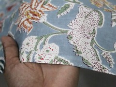 Indian Grey Floral Printed Cotton Fabric Beautiful Dressmaking Fabric US