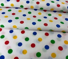 Multi color Polka Dot Print on White Cotton Polyester Blend Fabric 60″ by yard
