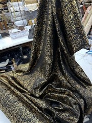 Damask Jacquard Brocade Fabric 110 Inch Wide Sold By The Yard – Black / Gold