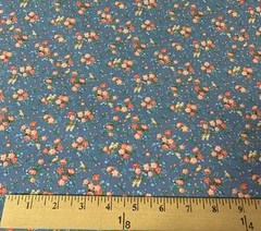 Vtg Allover Floral Print Fabric With Birds Cranston VIP Print Pink Tan Blue BTY