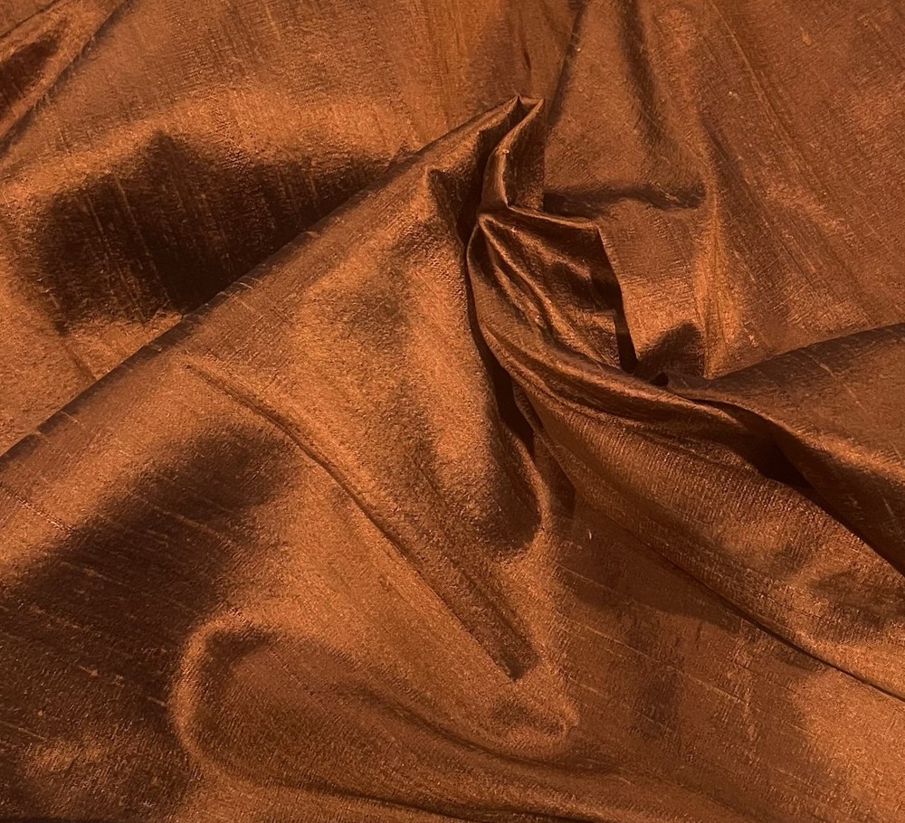 Copper Black Iridescent 100% Silk Dupioni Fabric 45” Width Sold By The Yard