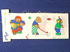 Sue Dreamer Apparel Art Teddy Bear Sports Fish Cotton Fabric Panel 45 x 17.5″
