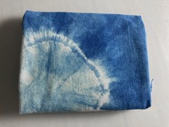 Hand Dyed ORGANIC INDIGO Shibori on ORGANIC NATURAL DENIM 59″ W x 46″ L