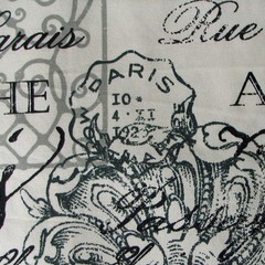 Richloom Dumas Remnant 1/3 Yard by 54″ Black Off-White French Words All Cotton