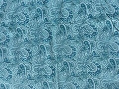 Paisley Blue Green Fabric By the Yard x 44″ Cotton