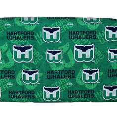 Hartford Whalers ~ Logo On Logo Pattern NHL Cotton Fabric 1/4 Yard 9” X 44”